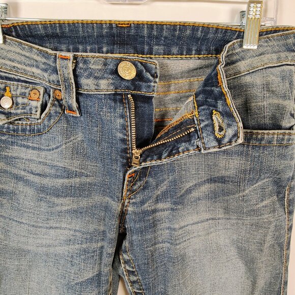 True Religion Size 31 Joey Vintage Low Rise Boot Cut Flap Pockets Jeans - Picture 4 of 13